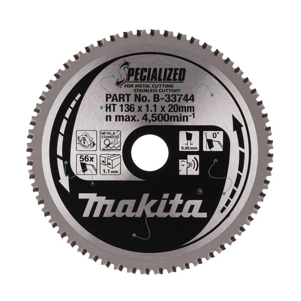 Makita Sägeblatt für Metall und Edelstahl, 136 x 1,1 x 20 Millimeter