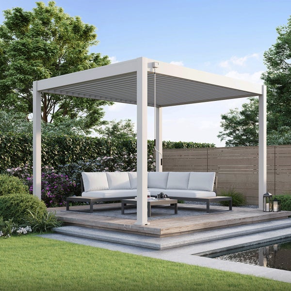 Weide Classic Alu-Stahl Pavillon 3 x 3,6 M Ivory Sand Pergola Freistehend