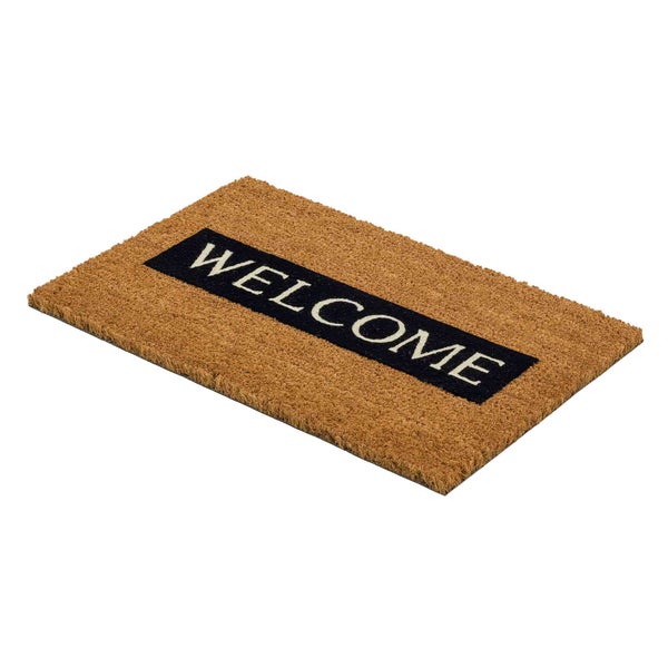 Fußmatte aus Kokosfaser mit der Aufschrift Willkommen