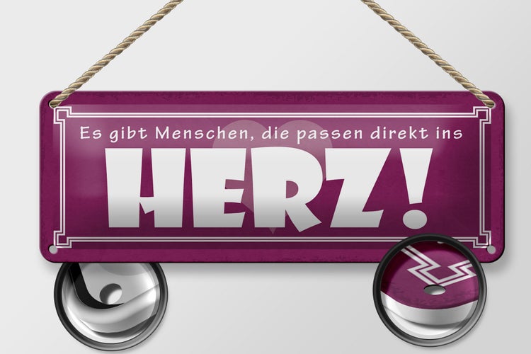 Blechschild Spruch 27x10cm es gibt Menschen die passen direkt ins Herz