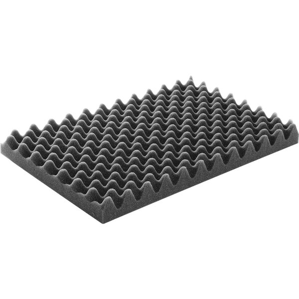 Anthrazitfarbener Noppenschaumstoff aus Polyurethan zur Schalldämmung und als Polstermaterial.