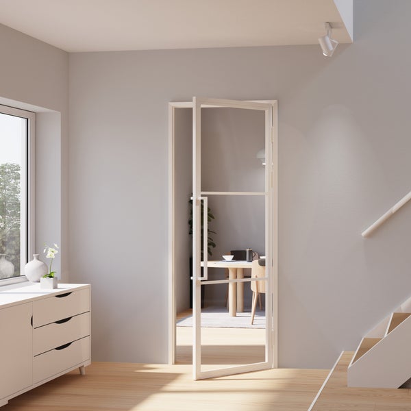 Loft Glastür 830x2115mm Klarglas DIN Rechts Komplettset mit Beschlag Griffstange und Zarge
