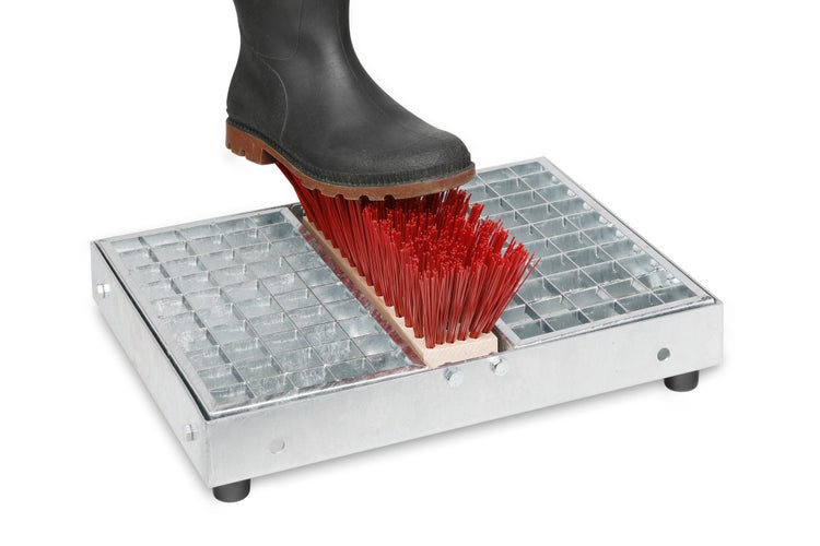 PROREGAL Robuster Schuhreiniger Mit Bürste HxBxT 45,5 x 35,5 x 17 cm Stahl Gitterrost Silber