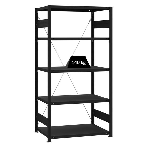 PROREGAL Wohnregal Motemo Made In Germany HxBxT 200x100x60 cm 5 Ebenen Je 150 kg Fachlast Matt & Schwarz