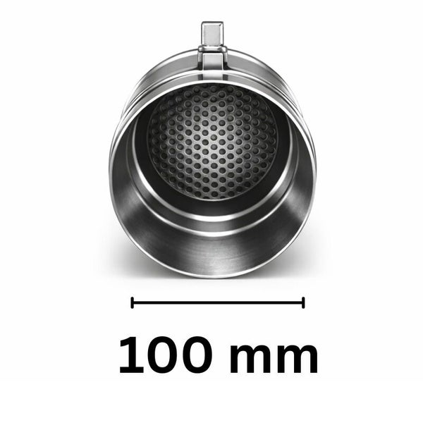 Aufsicht auf einen Metalleinsatz mit einem Durchmesser von 100 mm