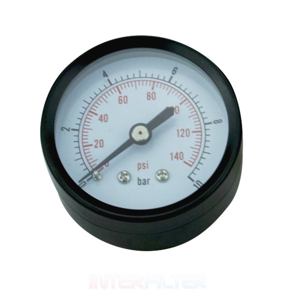 Rundes Manometer mit Doppelanzeige für Druck in Bar und PSI