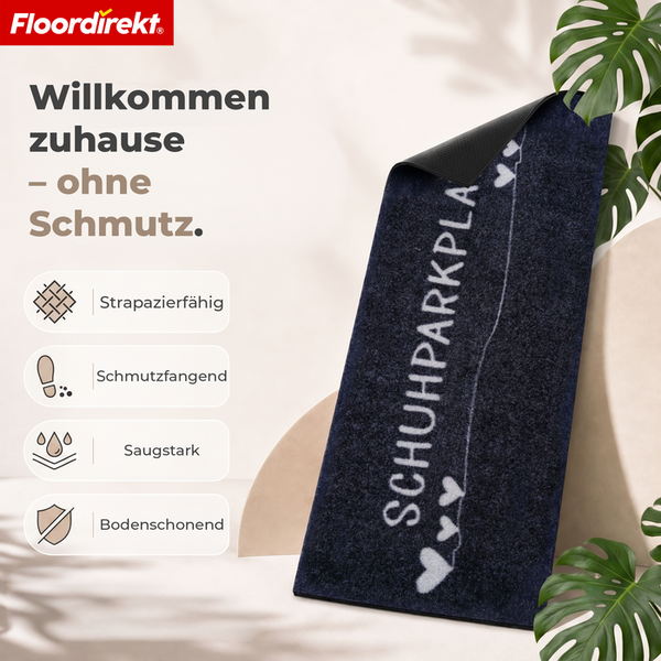 Fußmatte Schuhparkplatz mit rutschfester Unterseite, strapazierfähig und schmutzfangend für den Eingangsbereich.