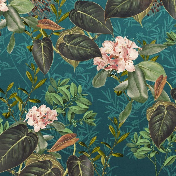 Tapete mit Pflanzen- und Blütenmuster