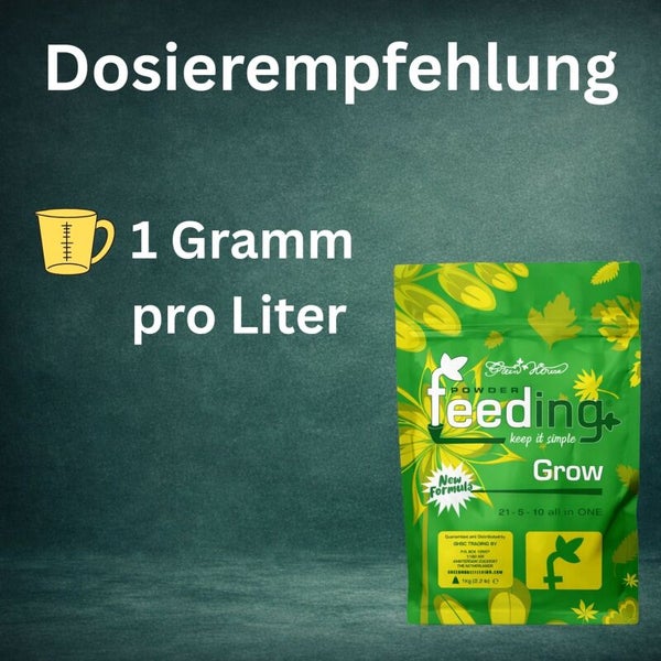 Dosierempfehlung: 1 Gramm pro Liter mit Green House Feeding Produkt