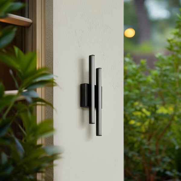 Lindby LED Wandleuchte außen Abelia (spritzwassergeschützt (Modern) in Schwarz aus Aluminium (2 flammig, ) - Außenwandleuchten Wandlampe Led Außenlampe Outdoor für Außenwand/Hauswand