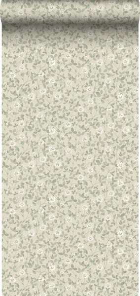 Borastapeter Tapete Blumen Graugrün - 53 cm x 10.05 m - 662679