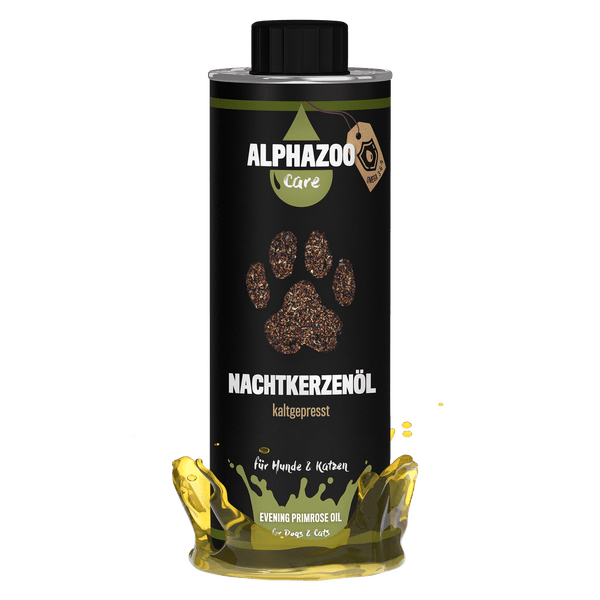 ALPHAZOO Premium Nachtkerzenöl 500ml für Hunde und Katzen I Vitale Haut und strahlendes Fell