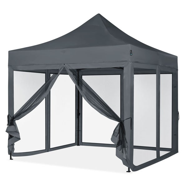 VONROC Pavillon 3x3m wasserdicht stabil - Partyzelt EasyUp System [3Min Aufbau] Popup Faltpavillon modular erweiterbar als Festival Zelt, Gartenpavillon