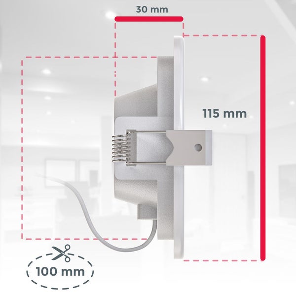 Einbauspot 100mm 9er Set - 230V, 6W, 450lm, LED, IP44, warmweiß, weiß