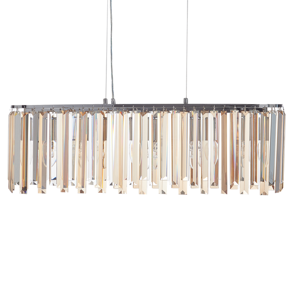 Rechteckige Pendelleuchte mit Kristallglasverzierungen