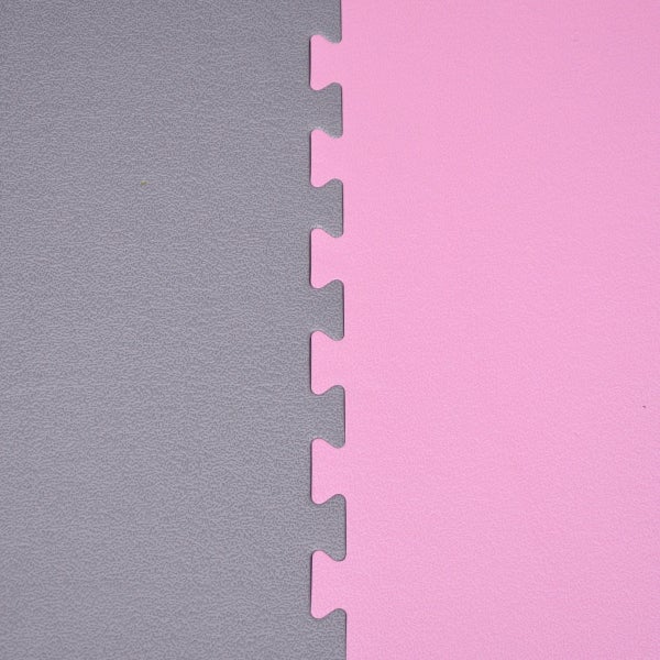 90x90cm Trainingsmatte mit Rand - 20mm Bodenschutz-Matte Grau Pink