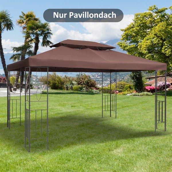 Outsunny Ersatzdach, Pavillondach für Metallpavillon, 3x4m, Polyester, Kaffee