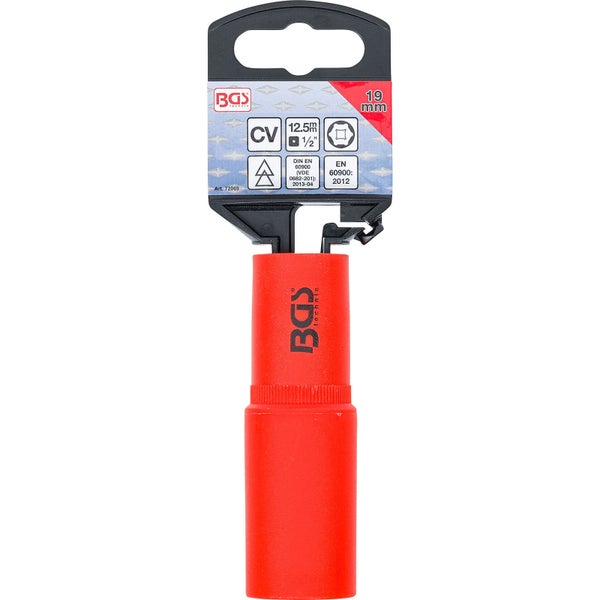 BGS VDE-Steckschlüssel-Einsatz Sechskant Antrieb Innenvierkant 12,5 mm (1/2) SW 19 mm - 72069