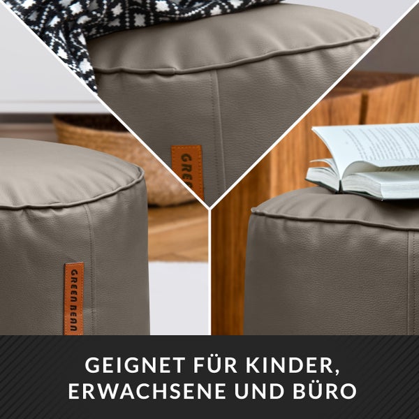 Multifunktionales Sitzkissen aus Lederimitat mit Green Bean Logo