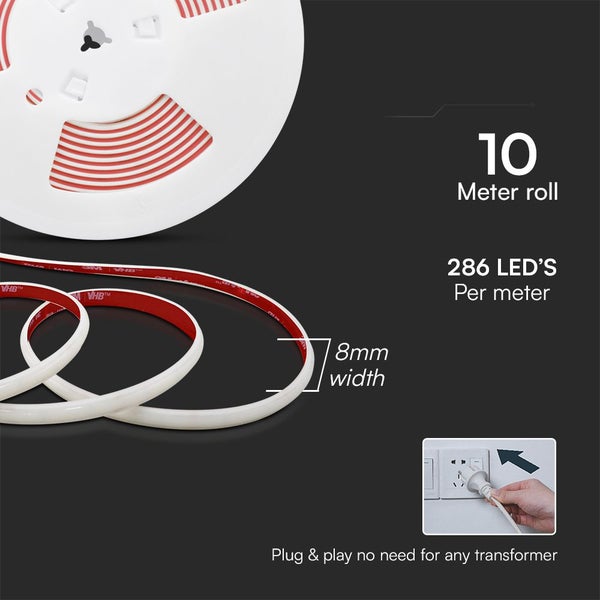 LED Band mit 10 Metern Länge und 8 Millimetern Breite