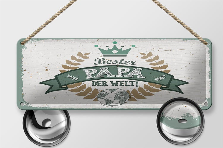 Blechschild Spruch Bester Papa der Welt 27x10cm Dekoration