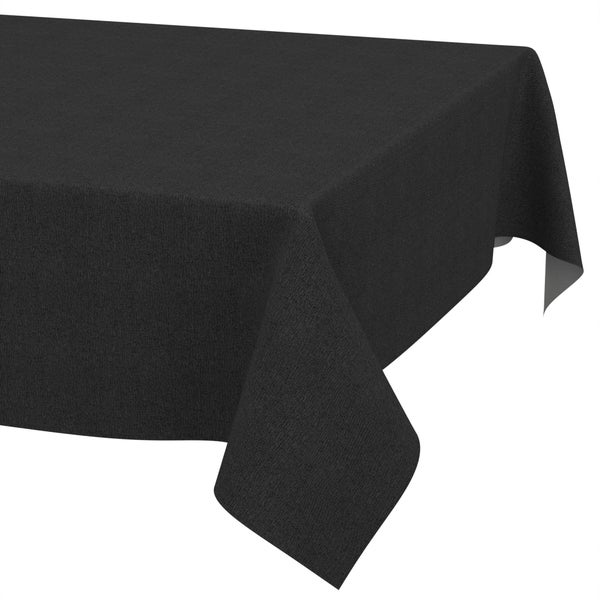 Strukturierte Tischdecke aus dunklem Stoff für rechteckige Tische.