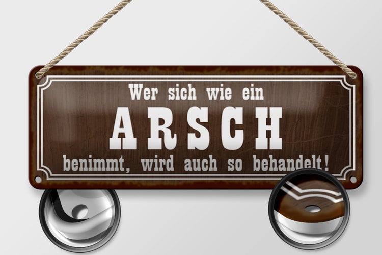 Blechschild Spruch 27x10cm wer sich wie ein Arsh benimmt Dekoration
