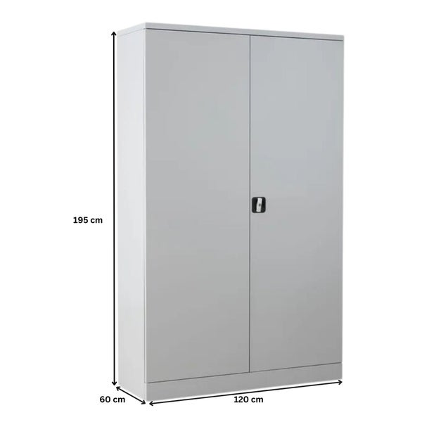 PROREGAL Stahlschrank Bee 5 Fachböden HxBxT 195 x 120 x 60 cm Verzinktes & Verstärktes Fachbodenmaterial Grau & Grau