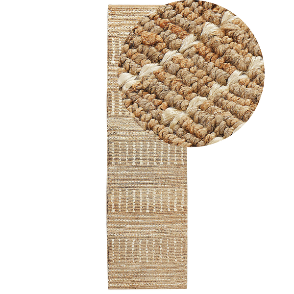 Teppich Jute beige 80 x 300 cm Streifenmuster Kurzflor KAMBERLI