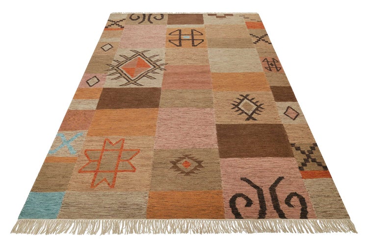 Kelim Teppich Bunt meliert aus Wolle Montmartre Green Looop 80x150 cm