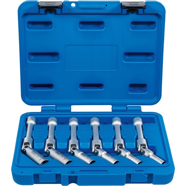 BGS Universal Glühkerzen-Gelenkschlüssel-Satz Sechskant Antrieb Innenvierkant 10 mm (3/8) SW 8 - 16 mm 6tlg. extra lang - 2986