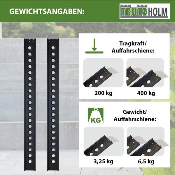 TRUTZHOLM 2 x Auffahrschienen 194 cm Traglast 400 kg Alu schwarz Auffahrrampen Verladerampen