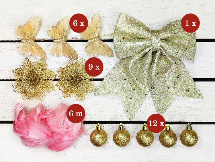 Geschmückter künstlicher Weihnachtsbaum HAUCH VON LUXUS 60 cm, mit LED-Beleuchtung im Topf