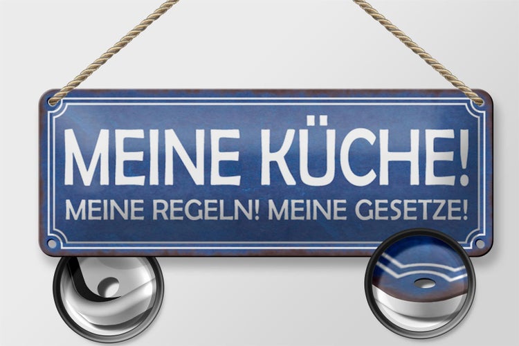 Blechschild Spruch 27x10cm meine Küche Regeln meine Gesetze Dekoration