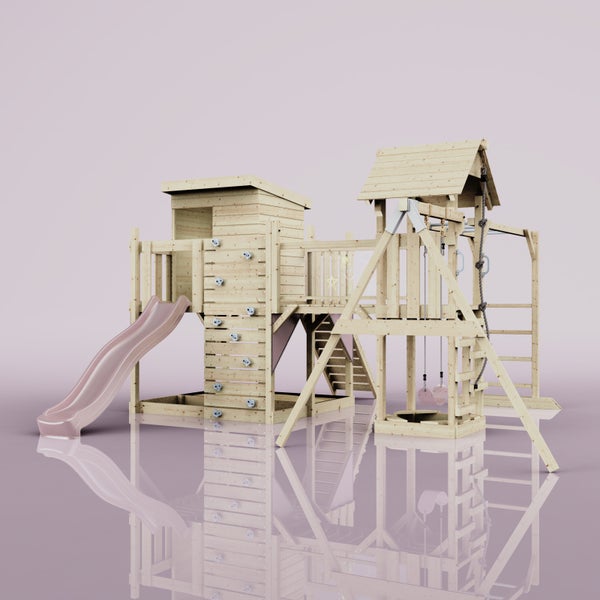 Spielplatz mit Rutsche, Schaukel und Kletterwand