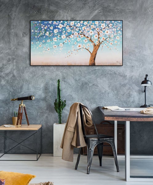 Handgemaltes Gemälde Acrylfarbe 120x60cm Blau