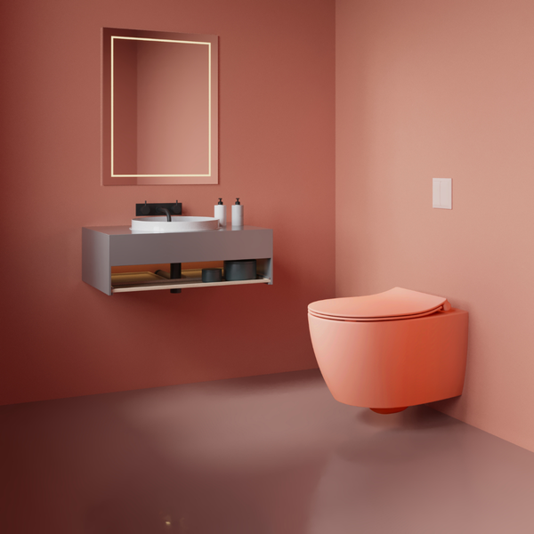 Isvea WC Toilet Badezimmer Wand-WC Lachsrosa mit Softclose-Sitz