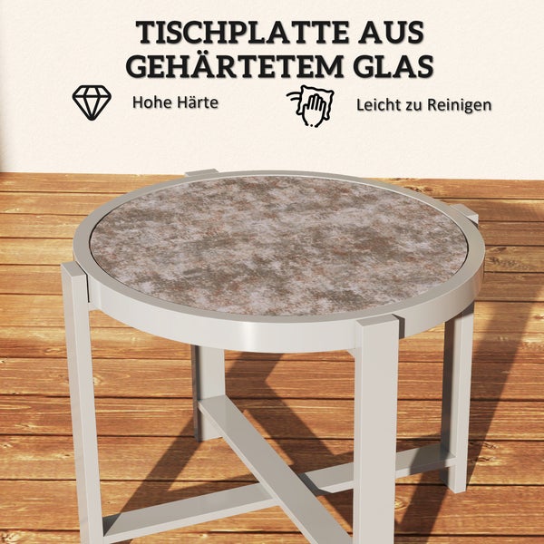Runder Tisch mit Tischplatte aus gehärtetem Glas