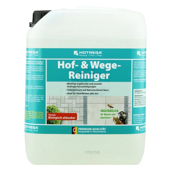 Hotrega Hof- und Wege-Reiniger Konzentrat zur Reinigung von Steinflächen im Kanister.