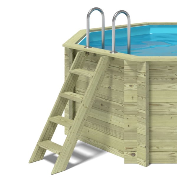 Holzpool mit Leiter und Edelstahl-Einstiegsgriffen