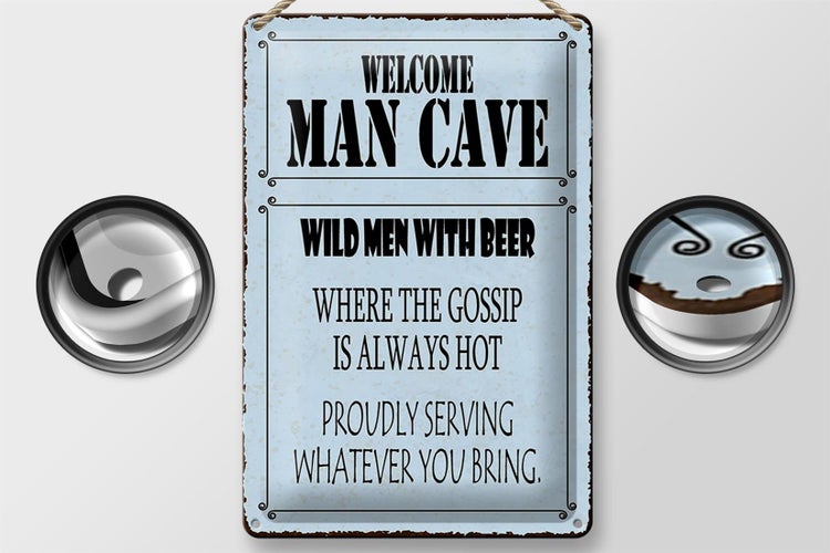Blechschild Spruch 20x30cm welcome man cave wild men with Beer