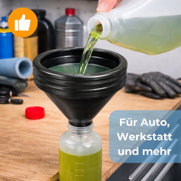 Trichter mit Filter zum Umfüllen von Flüssigkeiten für Auto, Werkstatt und mehr