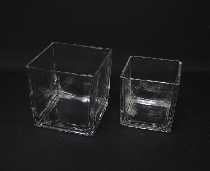 FRANK FLECHTWAREN | Dekoglas Quadrat, 2er Set, GLAS, 10 x 10 x 10 cm, 12 x 12 x 12 cm