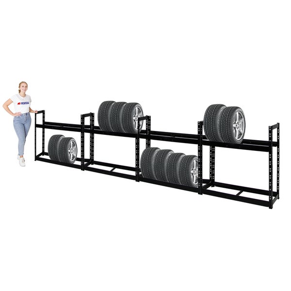Mega Deal | 4x Reifenregal Tiger | HxBxT 100x110x35cm | 150kg Fachlast | bis zu 32 Reifen | mit Ebenen | Schwarz