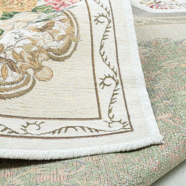 Gewebter Bordürenteppich im floralen Design Flomi Beige 120x180 cm