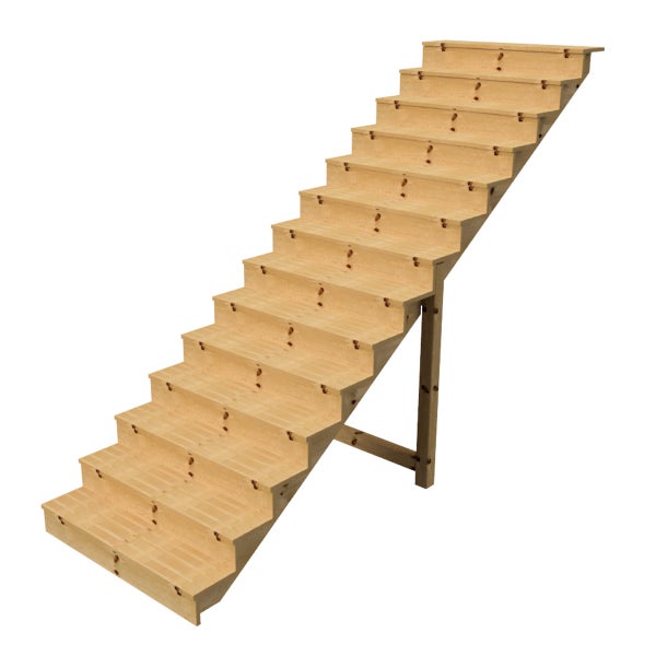 Holztreppe mit dreizehn Stufen