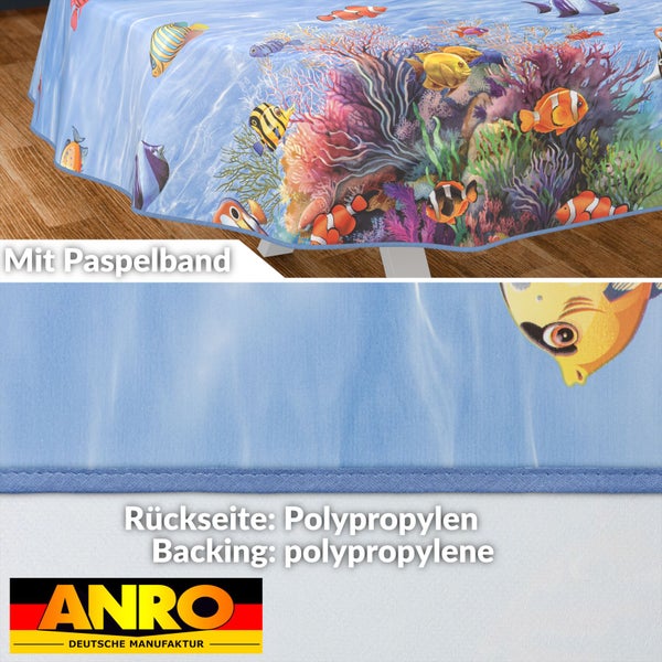 Tischdecke mit Fischmotiv und Polypropylen-Rückseite