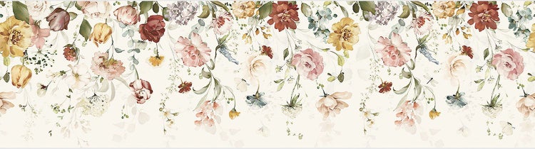 Sanders & Sanders selbstklebende Tapetenbordüre Blumen Beige, Rosa und Gelb 10 x 500 cm