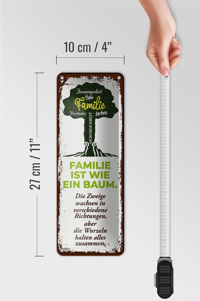Blechschild Spruch Familie ist wie ein Baum 10x27cm Dekoration