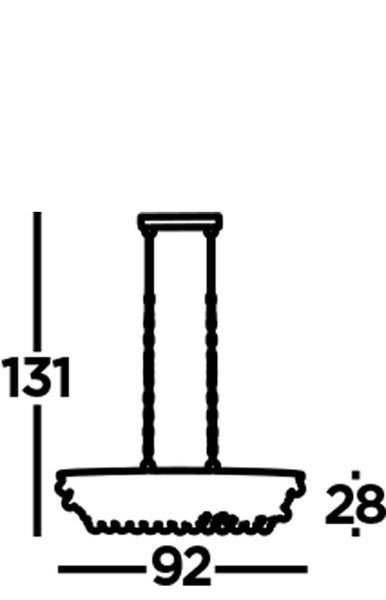 Technische Zeichnung einer Hängelampe mit Maßangaben
